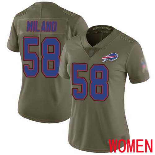 Women Buffalo Bills #58 Matt Milano Limited Olive 2017 Salute to Service NFL Jersey->women nfl jersey->Women Jersey